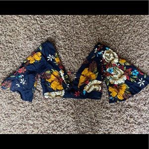 Colorful light Navy crop top